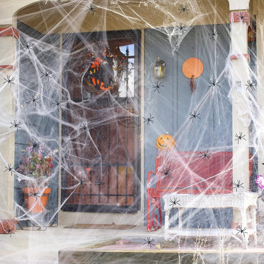 HUGE Spider Web with Spiders Halloween Prop